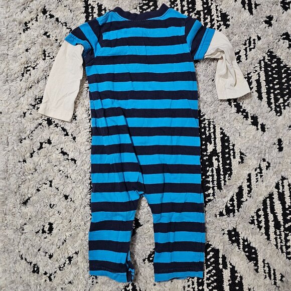 Carter's Baby Boy Blue Striped All-Star Long Sleeve One Piece Jumper 12 Months - Picture 3 of 3